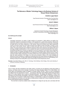 The Relevance of Modern Technology Usage on the Business Ventures... Kenyan Women Entrepreneurs Mediterranean Journal of Social Sciences Celestine Lugaye Ukpere