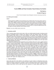 Tourism SMMEs and Policy Formulation: Recent Evidence from Namibia Elias Nyakunu