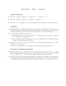 Math 3210-1 HW 6 Solutions Limits of Functions