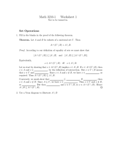 Math 3210-1 Worksheet 1 Set Operations