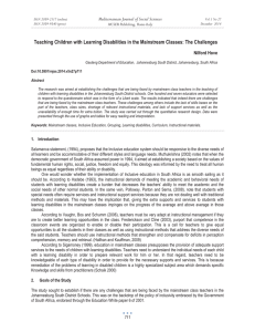 Teaching Children with Learning Disabilities in the Mainstream Classes: The... Mediterranean Journal of Social Sciences Nilford Hove MCSER Publishing, Rome-Italy