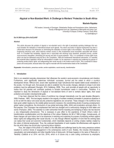 Atypical or Non-Standard Work: A Challenge to Workers’ Protection in... Mediterranean Journal of Social Sciences Mashele Rapatsa MCSER Publishing, Rome-Italy