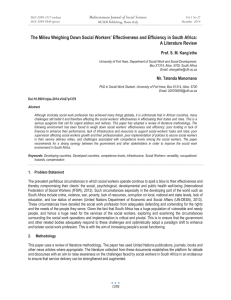 The Milieu Weighing Down Social Workers’ Effectiveness and Efficiency in... A Literature Review