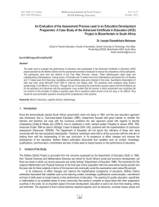 An Evaluation of the Assessment Process used in an Education... Programme: A Case Study of the Advanced Certificate in Education...