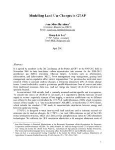 Modelling Land Use Changes in GTAP Jean-Marc Burniaux Huey-Lin Lee Abstract