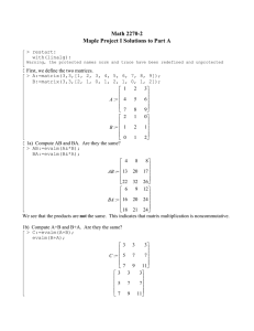 Math 2270-2 Maple Project I Solutions to Part A