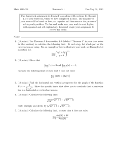 Math 1210-001 Homework 1 Due May 28, 2013