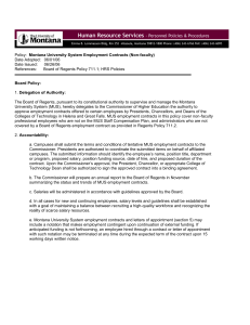Montana University System Employment Contracts (Non-faculty) Date Adopted:  06/01/06 Date Issued:
