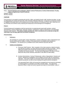 Criminal Background Investigations (Staff, Contract Professional, Contract Administrator, Faculty, Adopted: 03/2003