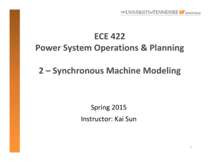 ECE 422  Power System Operations &amp; Planning 2 – Synchronous Machine Modeling Spring 2015