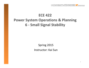 ECE 422  Power System Operations &amp; Planning 6 ‐ Small Signal Stability Spring 2015