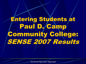 SENSE 2007 Results Paul D. Camp Community College: Entering Students at
