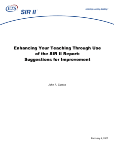 Enhancing Your Teaching Through Use of the SIR II Report: