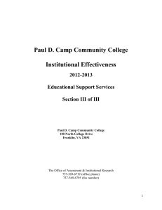 Paul D. Camp Community College Institutional Effectiveness 2012-2013