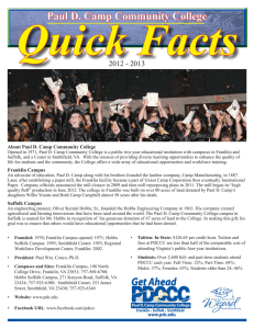 Quick Facts Paul D. Camp Community College 2012 - 2013