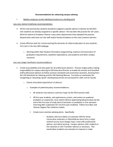 Recommendations for enhancing campus advising I. Low cost, shorter timeframe recommendations: