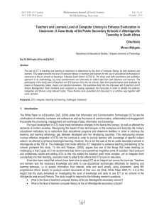 Teachers and Learners Level of Computer Literacy to Enhance E-education... Classroom: A Case Study of Six Public Secondary Schools in...