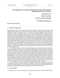 An Investigation into the Disciplinary Measures used in South African... How Effective are they to the Learners?