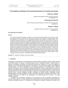 The Availability and Utilization of E-Learning Infrastructures for Teaching and... Mediterranean Journal of Social Sciences Olusesan A. Adelabu MCSER Publishing, Rome-Italy