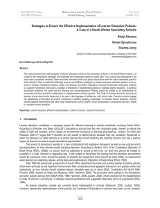 Strategies to Ensure the Effective Implementation of Learner Discipline Policies: