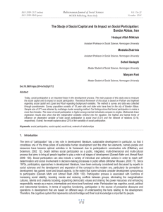 The Study of Social Capital and Its Impact on Social... Bandar Abbas, Iran Mediterranean Journal of Social Sciences Hedayat Allah Nikkhah