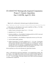CS 420/427/527 Biologically-Inspired Computation Project 5: Genetic Algorithms