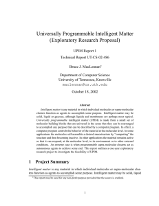 Universally Programmable Intelligent Matter (Exploratory Research Proposal)