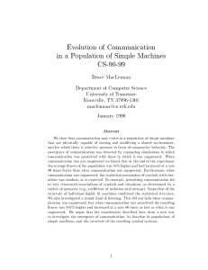 Evolution of Communication in a Population of Simple Machines CS-90-99