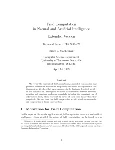 Field Computation in Natural and Arti cial Intelligence Extended Version