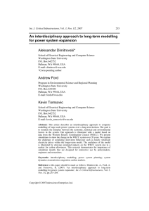 An interdisciplinary approach to long-term modelling for power system expansion Aleksandar Dimitrovski*