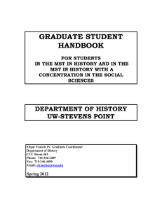 GRADUATE STUDENT HANDBOOK DEPARTMENT OF HISTORY