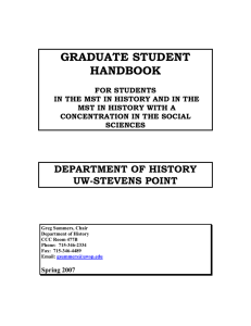 GRADUATE STUDENT HANDBOOK DEPARTMENT OF HISTORY