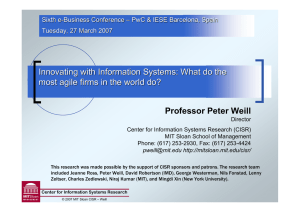 Innovating with Information Systems: What do the Professor Peter Weill Sixth e