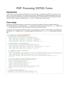 PHP: Processing XHTML Forms Introduction