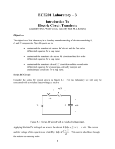 ECE201 Laboratory – 3 Introduction To Electric Circuit Transients