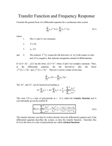 Transfer Function and Frequency Response ∑ ( )