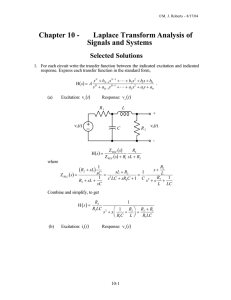Chapter 10 - Laplace Transform Analysis of Signals and Systems Selected Solutions