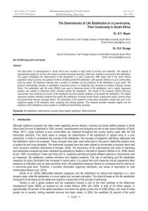 The Determinants of Life Satisfaction in a Low-Income,