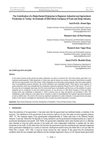 The Contribution of a State-Owned Enterprise to Regional, Industrial and... Production in Turkey: An Example of Ülfet Stock Company of...