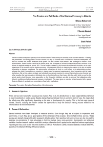 Tax Evasion and Set Backs of the Shadow Economy in... Mediterranean Journal of Social Sciences Oltiana Muharremi