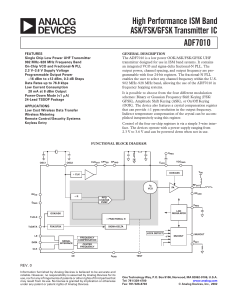 a High Performance ISM Band ASK/FSK/GFSK Transmitter IC ADF7010