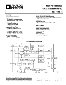 High Performance FSK/ASK Transceiver IC ADF7020-1