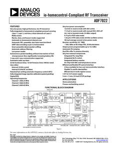 io-homecontrol-Compliant RF Transceiver ADF7022  FEATURES