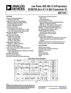 Low Power IEEE 802.15.4/Proprietary GFSK/FSK Zero-IF 2.4 GHz Transceiver IC ADF7242