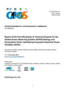 Report of the First Workshop of Technical Experts for the