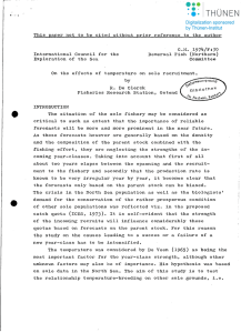 This paper not to be cited without prior reference to... C.H. 1974/F:30 International Council for the