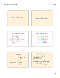 A. III. Recurrent Neural Networks The Hopfield Network Typical Artificial Neuron