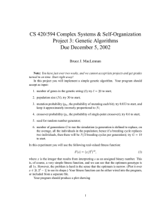 CS 420/594 Complex Systems &amp; Self-Organization Project 3: Genetic Algorithms