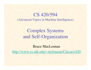 CS 420/594 Complex Systems and Self-Organization Bruce MacLennan