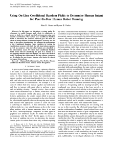 Using On-Line Conditional Random Fields to Determine Human Intent